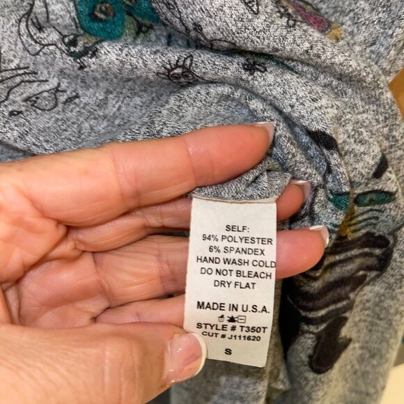 Inoah Womens Top Pant Set Size Small Gray Tunic Animal Print Harem USA - Picture 6 of 12